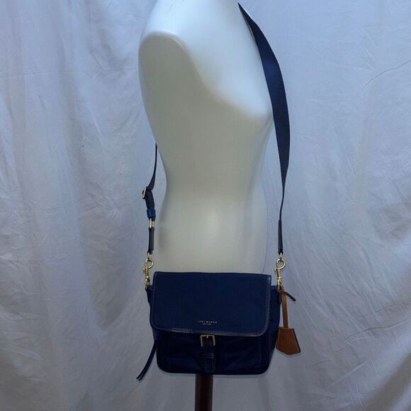 Tory Burch Perry nylon shoulder/crossbody purse bag blue colorblock - Picture 7 of 12
